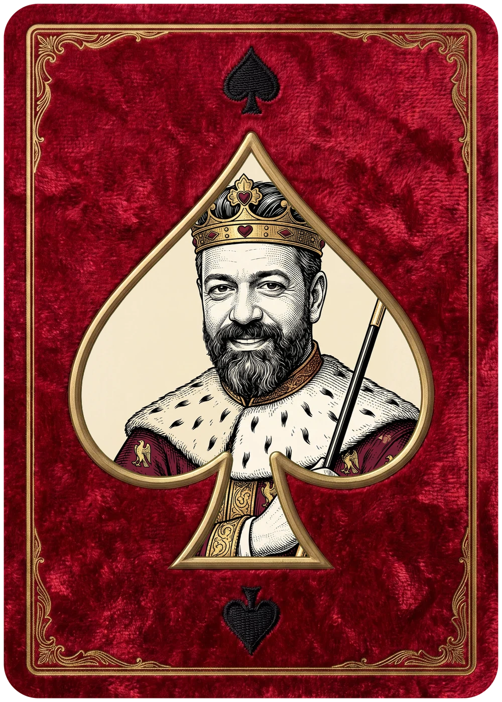 Ace of spades, Ruben engraved as a king inside the spade